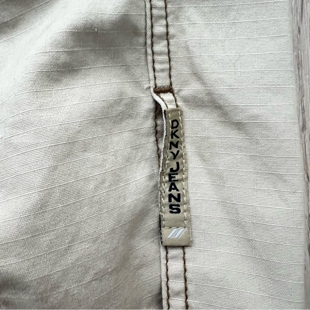 DKNY Blazer Jacket Women S Beige Cotton Long Sleeve Collared Casual Button Front - Picture 8 of 11